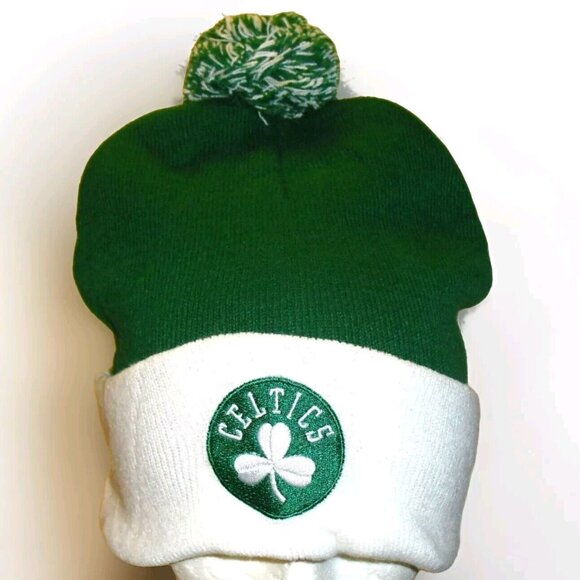 Boston Celtics Mens Adult Green White Beanie Pom Winter Hat Cap New Nba Tags - Picture 1 of 2